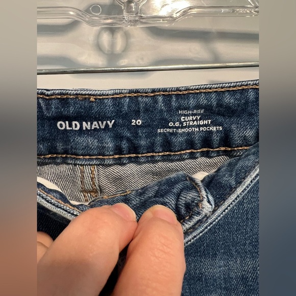 Old Navy Blue Straight Leg Jeans high rise curvy OG straight secret smooth - Picture 8 of 14